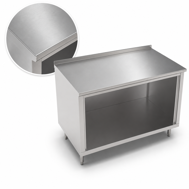 Product image #3 for John Boos 84 x 24 Inch Open Front Cabinet Base Stainless Steel Work Table with 1-1/2 Inch Rear Riser