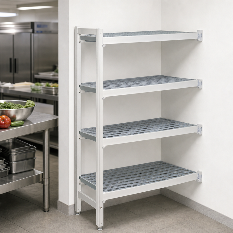 Product image #3 for Fermostock 4-Tier Corner Expansion Add-On Polymer Shelving Unit, 66" H x 42" W x 22" D