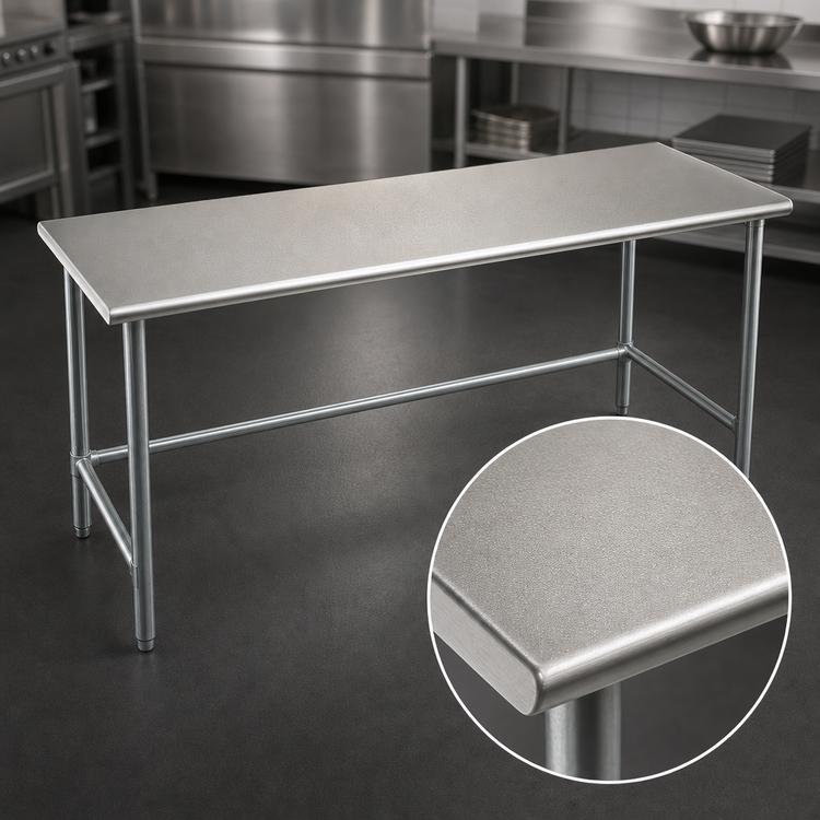 Product image #3 for Eagle Group Budget Series 60-Inch x 24-Inch Flat Top Work Table with 430 Stainless Steel Top and Galvanized Base