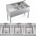 Thumbnail image #3 for Krowne Royal Series Three-Compartment Underbar Sink Unit with Left Drainboard, 48 x 19 Inches