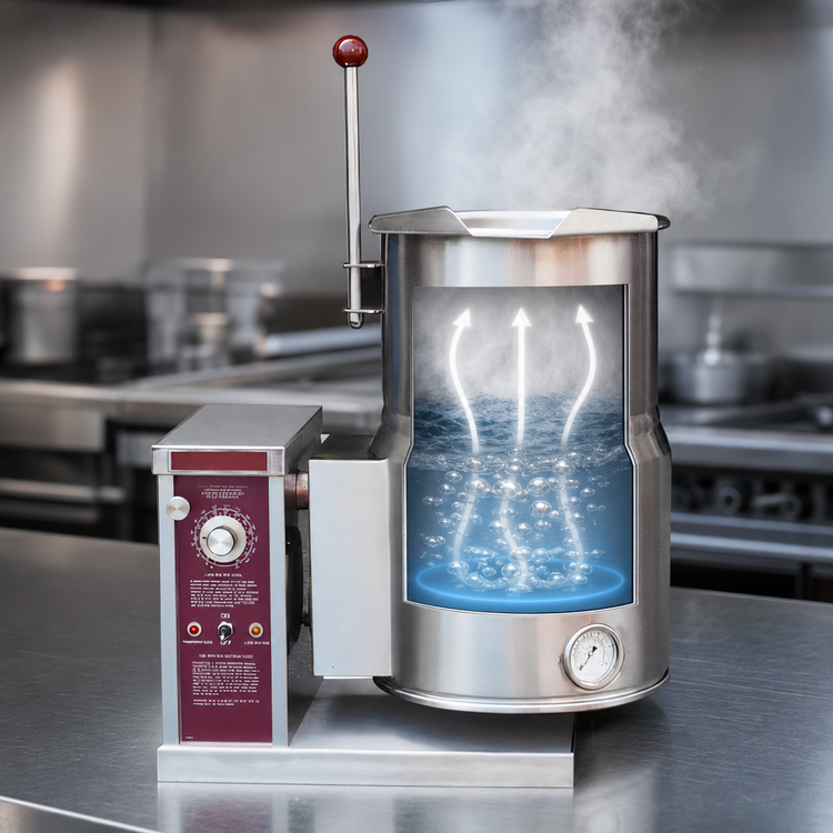Product image #3 for Crown EC-6TWL 6 Gallon Electric Countertop 2/3 Steam Jacketed Tilting Kettle