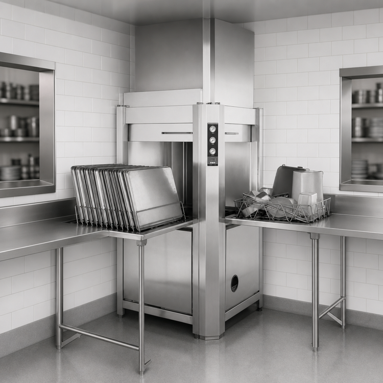Product image #3 for Champion Corner Pass-Through Pot and Pan Washer, Built-In, Single Rack, 70° Rise, Booster Heater