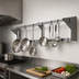 Thumbnail image #3 for Eagle Group Wall-Mount Stainless Steel Double-Bar Pot Rack with 22 Double-Pronged Hooks, 132-Inch Wide