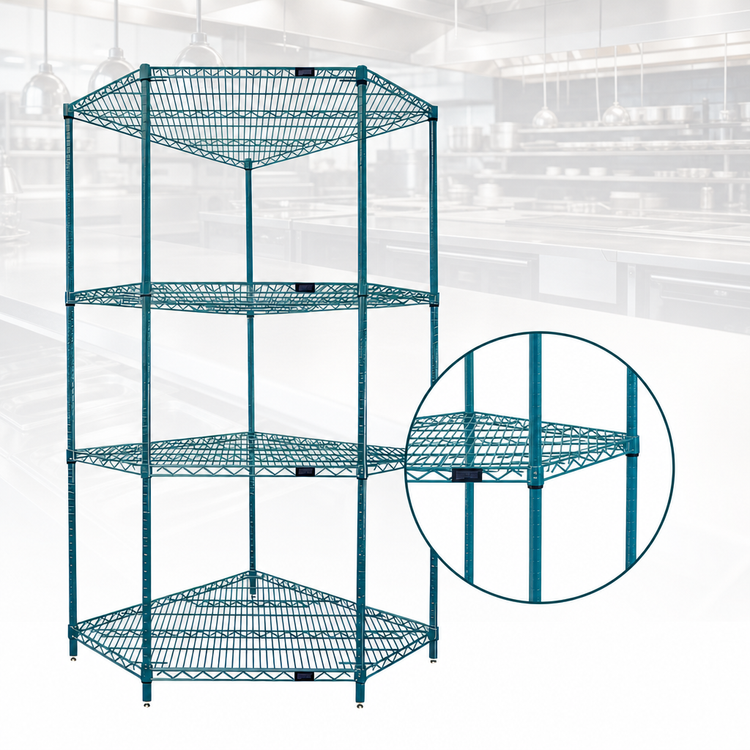 Product image #3 for Quantum 36 Inch Wide x 18 Inch Deep Green Epoxy 5-Sided Wire Shelving Starter Kit