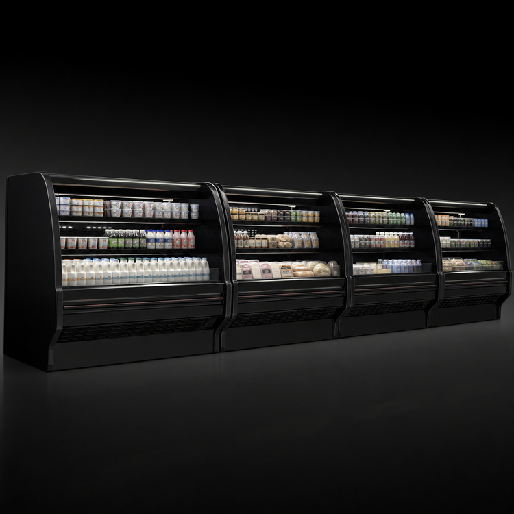 Product image #3 for Howard-McCray 40E Series 39-Inch Dairy Curved End Open Merchandiser with Self-Contained Refrigeration and LED Lighting - Black