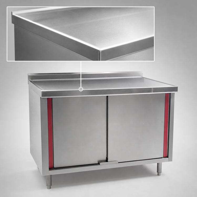 Product image #3 for Eagle Spec-Master Marine Series 36" x 24" Stainless Steel Work Table with Cabinet Base and Sliding Doors