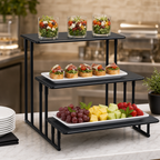 Thumbnail image #3 for American Metalcraft ISP18 3-Tier Rectangular Black Metal Fixed Buffet Display Stand, 20 x 13-3/4 x 12 Inches Case of 2