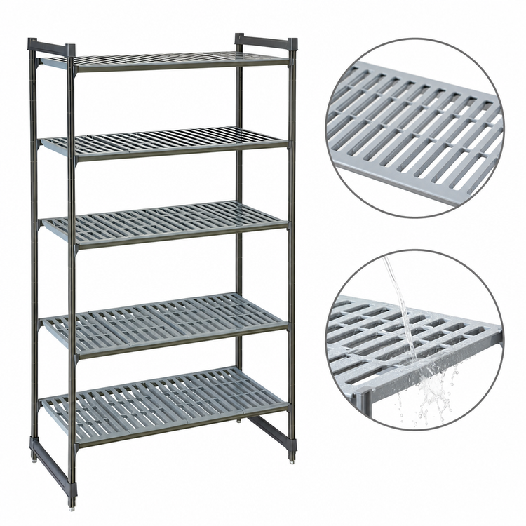 Product image #3 for Cambro Camshelving Basics Plus 18" D x 54" L x 84" H 5-Tier Stationary Starter Shelving Unit