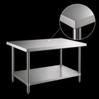 Thumbnail image #3 for Steel Works Stainless SWWTS-2472-318 Stainless Steel Work Table, 24 x 72 x 34 Inch, 18-Gauge 304 Top, Open Base with Undershelf
