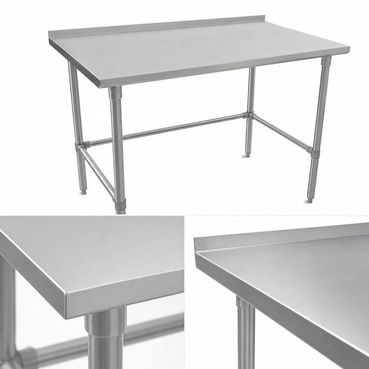 Product image #3 for John Boos Stallion 30" x 30" Corner Stainless Steel Work Table with 1-1/2" Rear Up-Turn