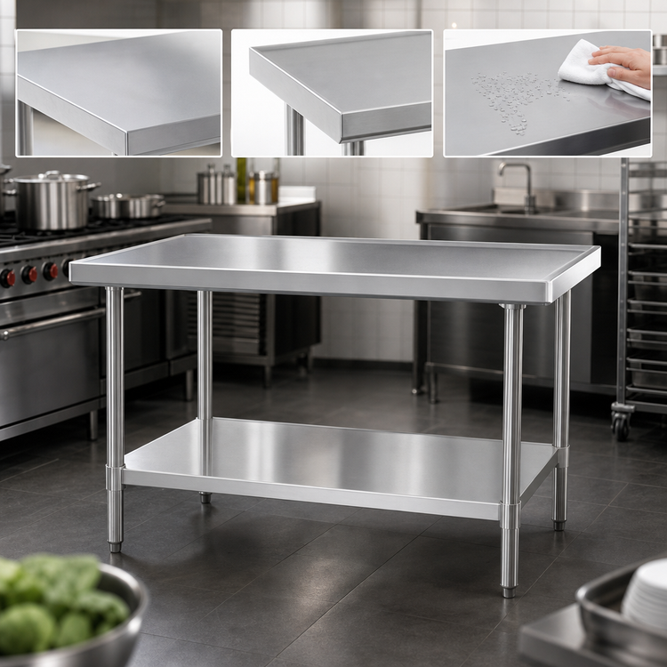 Product image #3 for Eagle Spec-Master Marine Series Flat Top Stainless Steel Work Table, 120W x 24D, Galvanized Base with Adjustable Undershelf