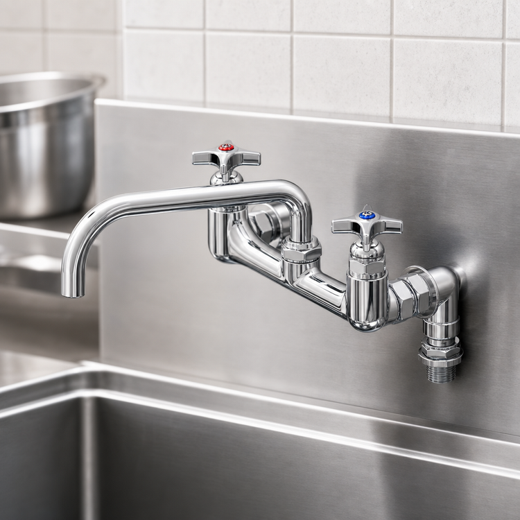 Product image #3 for Big-Flo Wall Mount Kettle and Pot Sink Mixing Faucet with 12-Inch Swing Nozzle