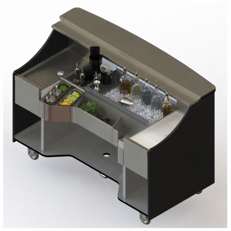 Product image #3 for Perlick MOBS-66TE Signature Series 66" Mobile Bar with 30" Ice Chest and Dual Drainboards