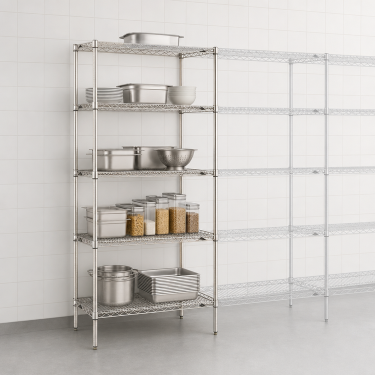 Product image #3 for Metro Super Erecta Stationary Starter Wire Shelving Unit, 24"W x 18"D x 74"H, 5 Shelves