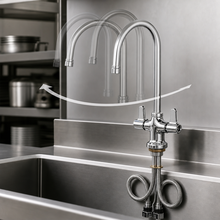 Product image #3 for equip 5-1/2-Inch Gooseneck Swivel Deck-Mount Manual Faucet with Lever Handles