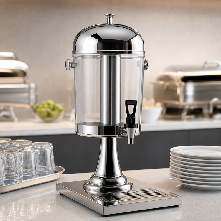 Product image #3 for CAC China 2.2 Gallon Single Beverage Dispenser with Mirror Finish Stainless Steel Lid and Stand, Clear Polycarbonate Container