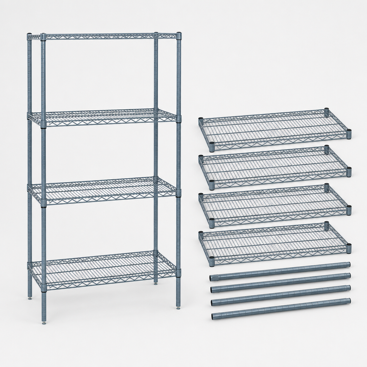 Product image #3 for Quantum 36" W x 21" D x 74" H Wire Shelving Starter Kit, Gray Epoxy Antimicrobial Finish