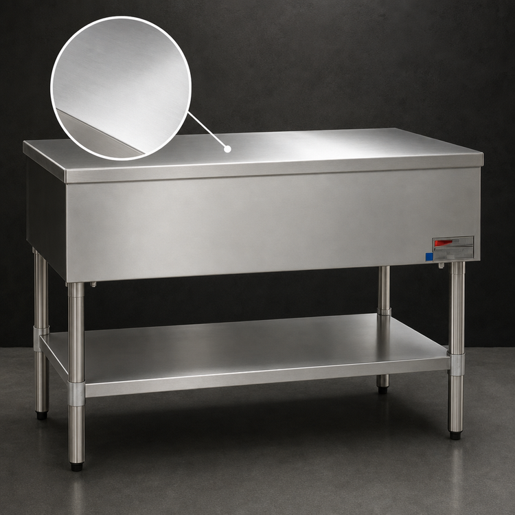 Product image #3 for Eagle Group ST-5 Stationary Utility Serving Counter with Stainless Steel Flat Top and Open Base, 79-Inch Wide