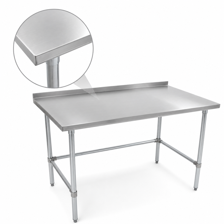 Product image #3 for John Boos Stallion 120-Inch x 36-Inch Stainless Steel Work Table with 1-1/2-Inch Rear Up-Turn and Open Base