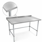 Thumbnail image #3 for John Boos Stallion ST4R1.5-36120SBK 120-Inch x 36-Inch Stainless Steel Work Table, 14-Gauge 300-Series Top, 1-1/2-Inch Rear Up-Turn, Open Base
