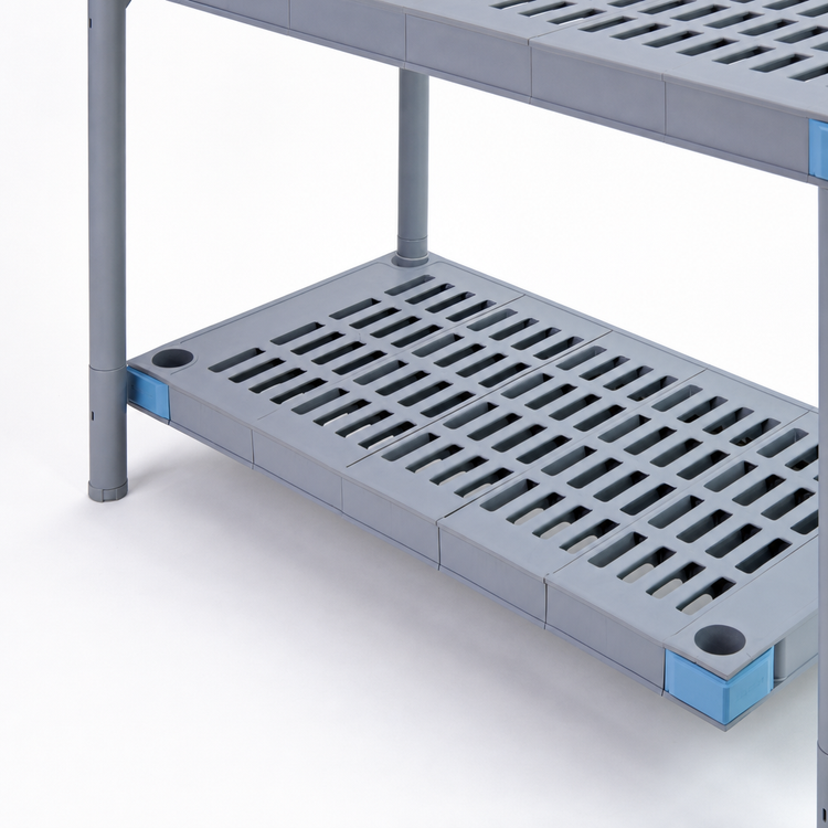 Product image #3 for Quantum Millenia 72" x 24" Gray Polymer Vented Shelf, 800 lb Capacity