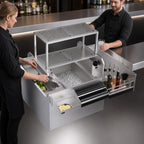 Thumbnail image #4 for Krowne Royal Series KRPT-42RP-10 42-Inch Pass-Thru Underbar Ice Bin/Cocktail Station with Right-Side Ice Bin, 10-Circuit Cold Plate, and Dual Sinks