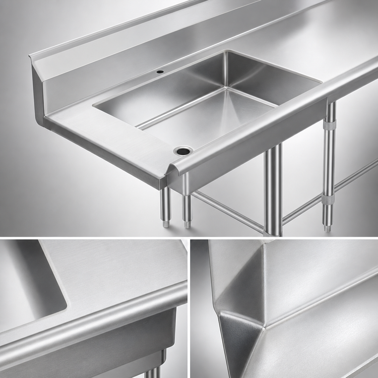 Product image #3 for 92-Inch Right-to-Left Soiled Dishtable with 20 x 20 Pre-Rinse Sink and 9-Inch Backsplash
