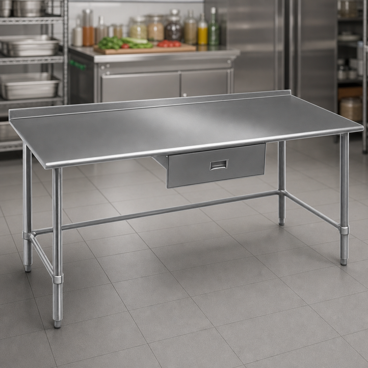 Product image #3 for Eagle Group Budget Series 48-Inch x 30-Inch Stainless Steel Work Table with 1-1/2-Inch Rear Up-Turn