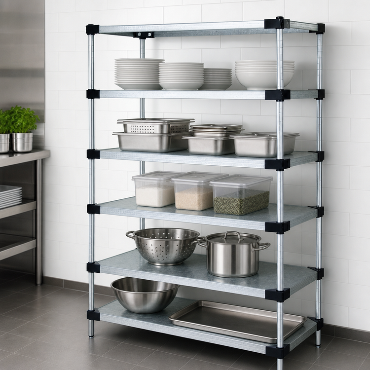 Product image #3 for Quantum Solid Shelving Starter Kit with 5 Solid Shelves, 48"W x 14"D x 63"H
