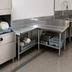 Thumbnail image #3 for Advance Tabco Korner Clean Right-Hand L-Shaped Dish Table, 120 Inch Nominal, 16 Gauge 304 Stainless Steel