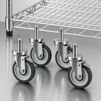 Thumbnail image #3 for Quantum WR-00HS 5-Inch Swivel Stem Caster Kit for Wire Shelving, Polyurethane/Stainless Steel, 4 Casters, 2 Brakes