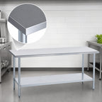 Thumbnail image #3 for Duke Manufacturing 314-3684 84-Inch Stainless Steel Work Table with Galvanized Undershelf, 36-Inch High, Flat Top