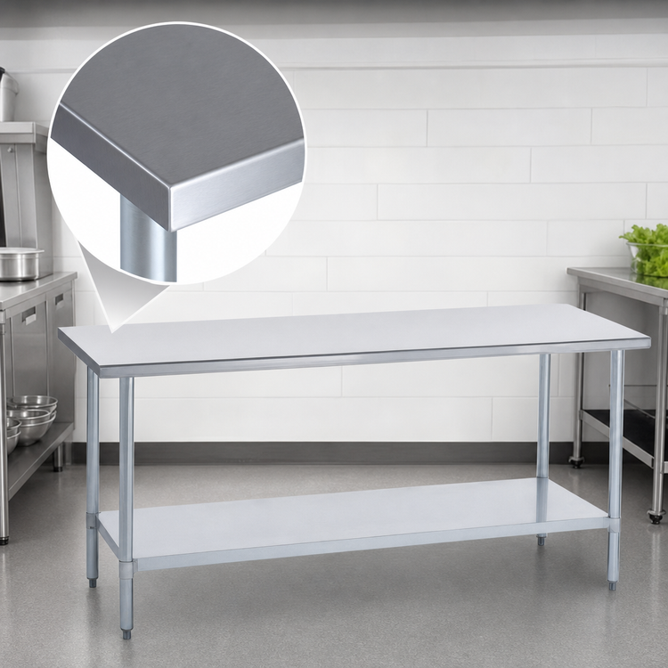 Product image #3 for Duke Stainless Steel Work Table with Galvanized Undershelf and Posts, 84-Inch Long, 36-Inch High