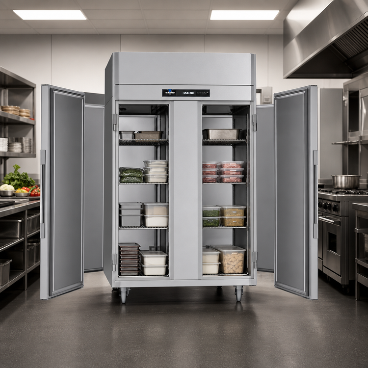 Product image #3 for Victory UltraSpec Pass-Thru Two-Section Solid Door Freezer, 48.33 Cu. Ft., Stainless Steel, Self-Contained, Top-Mounted