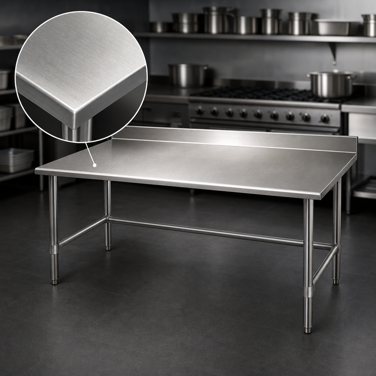 Product image #3 for Eagle Deluxe Series 84-Inch Stainless Steel Work Table with 4-1/2-Inch Backsplash