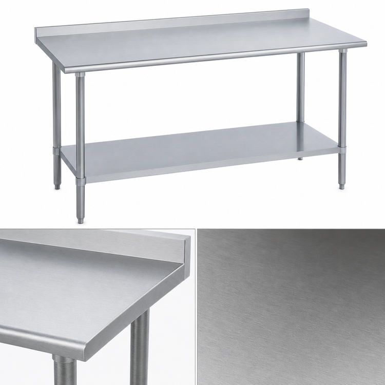 Product image #3 for Duke Stainless Steel Work Table with 1-1/8-Inch Riser and Galvanized Undershelf, 60 x 24 Inches