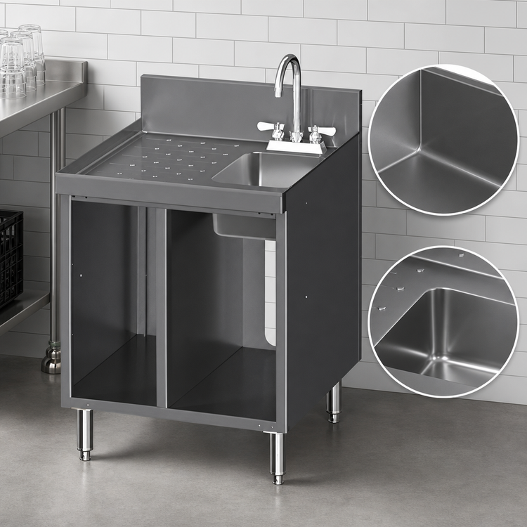 Product image #3 for CHOICE 24-Inch Stainless Steel Underbar Sink Cabinet with Left Drainboard