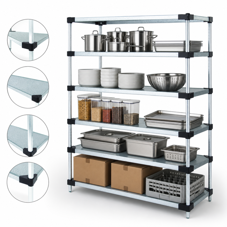 Product image #3 for Quantum Solid Shelving Starter Kit, 72-Inch W x 18-Inch D x 54-Inch H, 5 Shelves