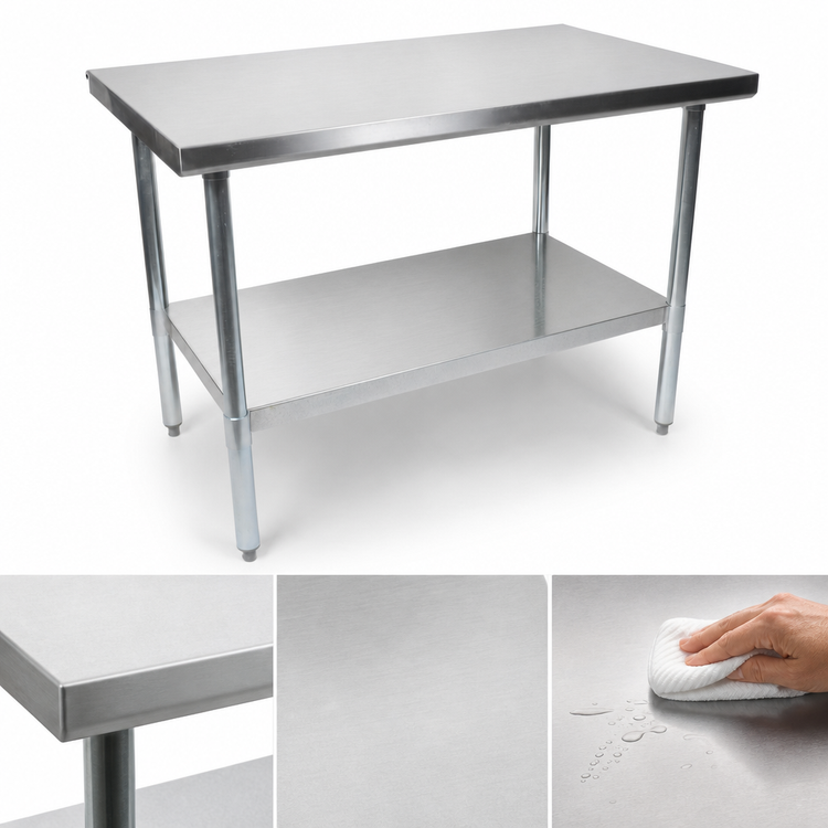 Product image #3 for John Boos Stallion Economy 48" x 30" Flat Top Stainless Steel Work Table with Adjustable Undershelf
