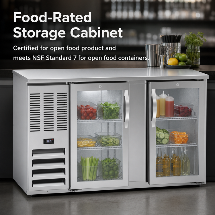 Product image #3 for Beverage-Air BB58HC-FG-S 58-Inch Food-Rated Back Bar Refrigerator with Glass Doors