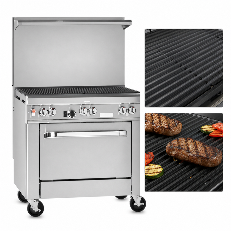 Product image #3 for Southbend Ultimate 36-Inch Gas Restaurant Range with Charbroiler Top, Cabinet Base, and Hi-Shelf