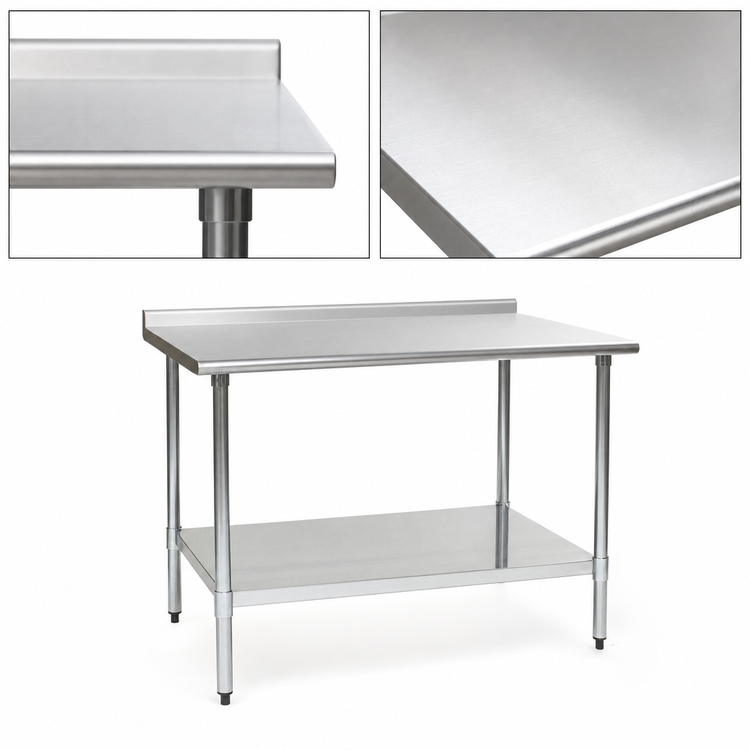 Product image #3 for Eagle Group BlendPort Deluxe Series Stainless Steel Work Table with Rear Upturn and Adjustable Undershelf, 84 x 24-Inch