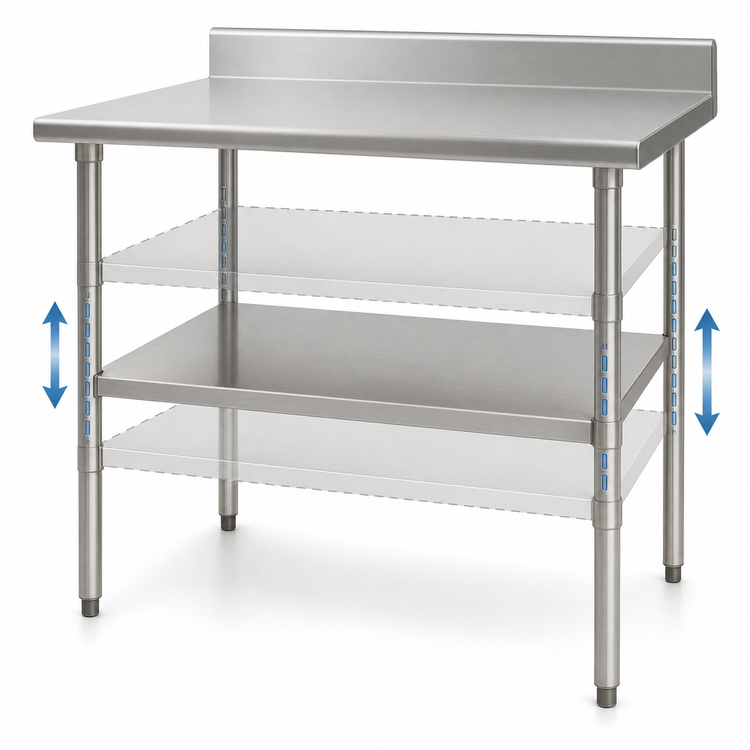 Product image #3 for Eagle Group 30-Inch x 30-Inch Adjustable Stainless Steel Work Table Undershelf for Uni-Lok Hat Channel Frame