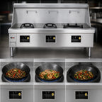 Thumbnail image #3 for Town Equipment York Y-3-SS Commercial Gas Wok Range, 3 Chambers, Water-Cooled Top, Stainless Steel, Knee L Lever Controls