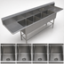 Thumbnail image #3 for John Boos Pro-Bowl 4-Compartment Stainless Steel Sink with 36-in. Left & Right Drainboards, 30-in. x 24-in. x 14-in. Bowls
