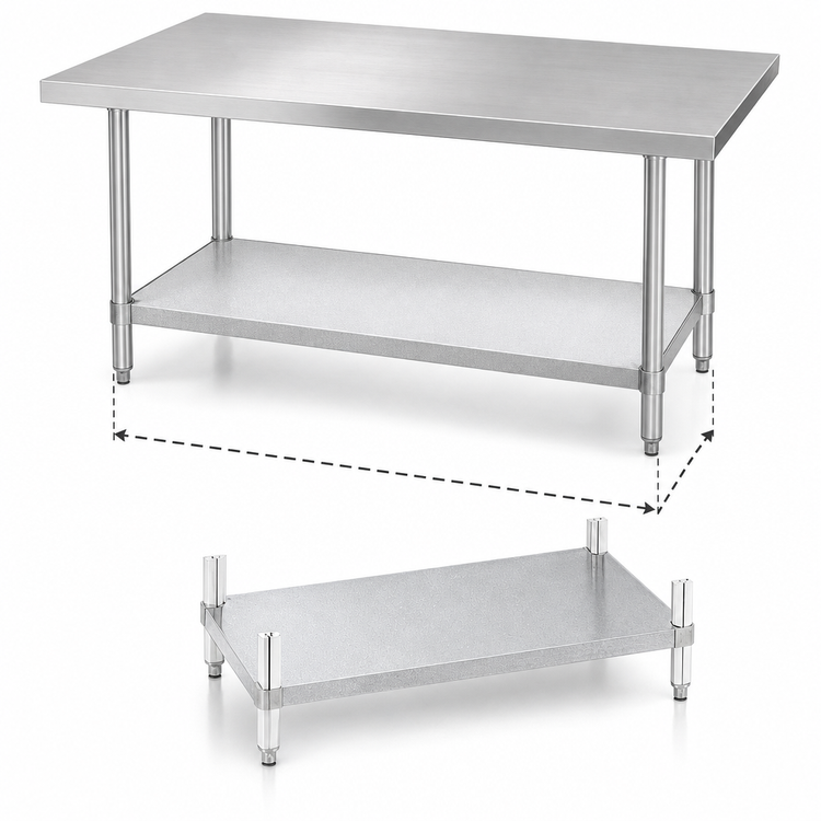 Product image #3 for Stainless Steel Undershelf for 36" W x 30" D Work Table