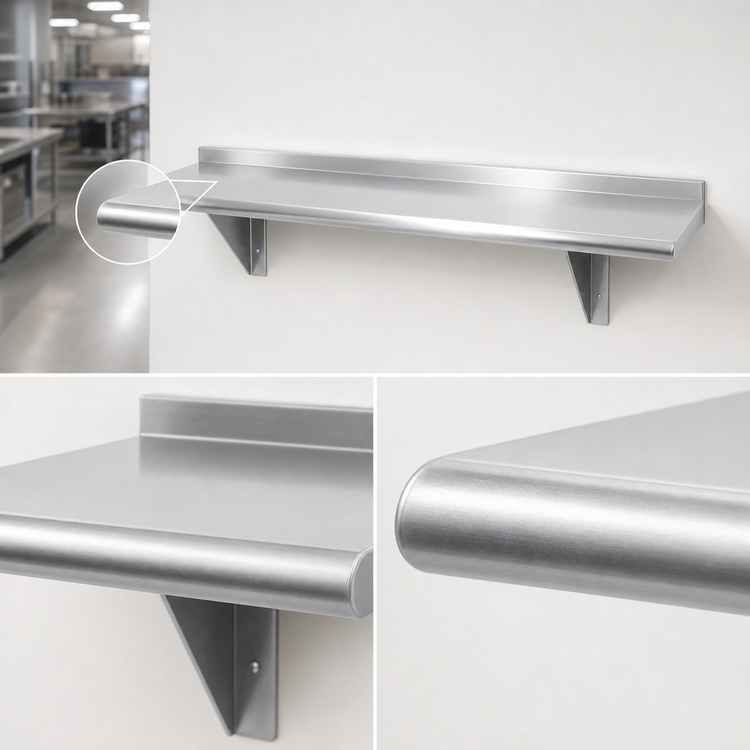 Product image #3 for Advance Tabco WS-18-120 120 Inch x 18 Inch Wall-Mounted Stainless Steel Shelf