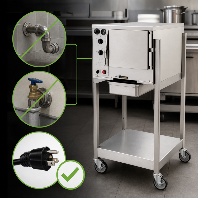 Product image #3 for AccuTemp Steam'N'Hold Boilerless Convection Steamer, Single Compartment, 3-Pan, with Stand and Casters, Electric