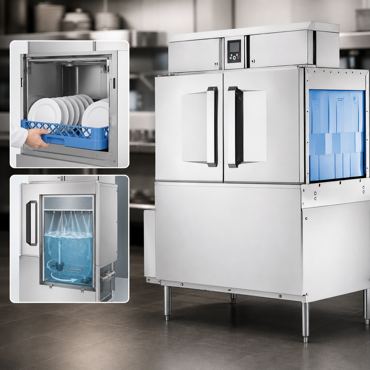 Product image #3 for Hobart CL44-DWR Single-Tank High-Temperature Rack Conveyor Dishwasher with Drain Water Energy Recovery