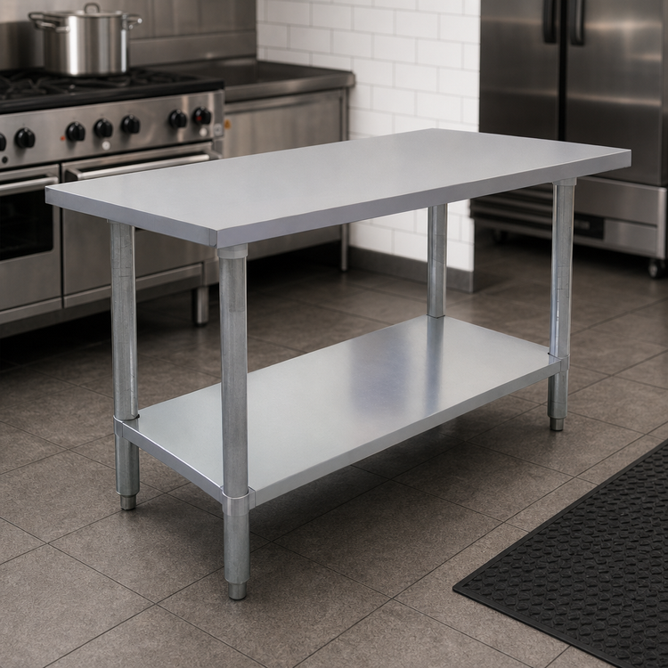 Product image #3 for Omcan Elite Series 30" x 24" Stainless Steel Work Table with Galvanized Undershelf